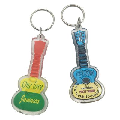 China Eco Friendly Beach Souvenirs Acrylic Guitar Key Chain Key Indicator For Souvenir Gifts for sale