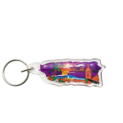 China Eco - Friendly Puerto Rico Map High Quality Double Faced Pattern Acrylic Key Chain for sale