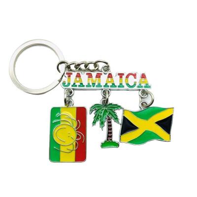 China High Quality Pattern Metal 3D Beach Flag Jamaica Key Chain For Travel Souvenirs for sale