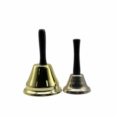 China Eco - Friendly Custom Metal Hand Call Bells With Wooden Handle For Souvenirs for sale