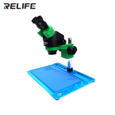 China Metal+plastic RELIFE RL-M3-004N HD binocular stereo microscope with PCB blue base board mobile IC repair microscope for sale