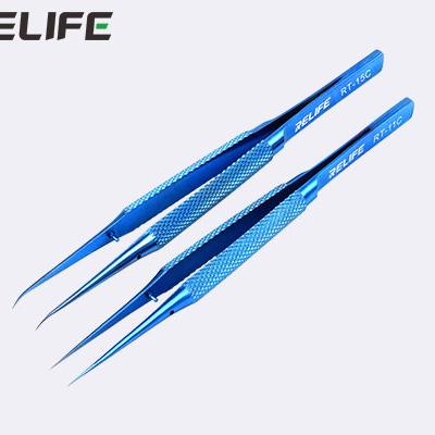 China Repairing Tweezers RT-11C Sun Flying Wire Metal Tip Tweezers RT-15C Curved Tweezers Phone Repair Tool for sale