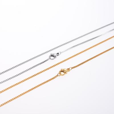 China Custom Wholesale CLASSIC Gold Silver Layered 18K Chain Necklace Stainless Steel Box Chain Necklace Chains For Women Men for sale