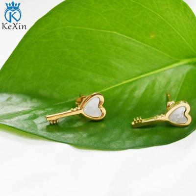 China Other Factory Hot Sale Trend Delicate Jewelry 18K Gold Plated Titanium Head Charm Women's Steel Case Jewelry Earrings for sale