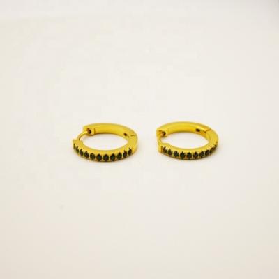 China Factory Wholesale Other Type Gold Jewelry Earring 18K Gold CZ Stone Circle Steel Small Stud Earrings For Women for sale