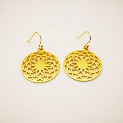 China The Other Kind Of Flower Cavity Gold Jewelry Earring Large 18K Steel Circle Earrings Charms For Women for sale