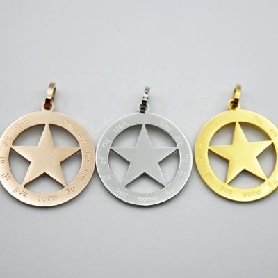 China CLASSIC Star Round Titanium Steel Unique Men's High Polished Thin Gold Simple Pendant Charms For Gift for sale