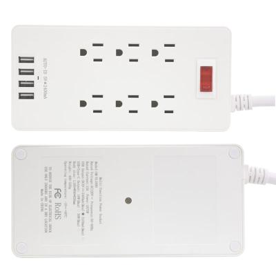 China New Trend Residential/General Purpose Charger Extension Power Socket 6 Way Outlet USA Plug In 4.2A USB Power Strip for sale