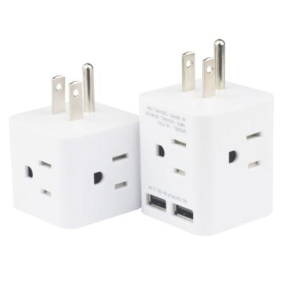 China USB 4Way Socket Power Extension Cube US USA Travel Extension Universal US Strip America Plug Portable Residential/Multipurpose Power Strip for sale