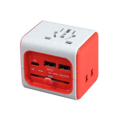 China Universal Travel Adapter Plug Hot Selling Residential/Multi-Purpose With Plug World Travel Adapter With 2 1 Female PD WP-A001-CPD 100-250V USB & USB Plugs for sale