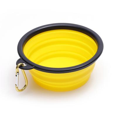 China Viable Portable TPR Food Water Dog Bowl Plastic Collapsible Pet Bowl With Hook for sale