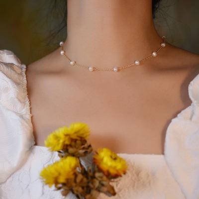 China Star Sky Pearl Collar Small Clavicle Pearl Collar Simple Temperament Chain Freshwater Soft Wedding Dress Scarf Wedding for sale