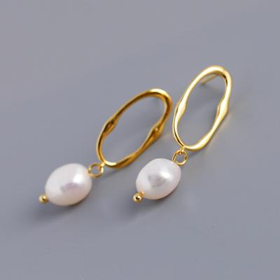 China European and American trend female personality CLASSIC baroque style S925 Sterling Silver irregular freshwater pearl earrings for sale