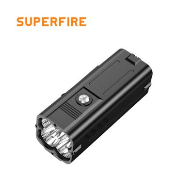 China SupFire Rechargeable Flashlight High Light Brightness Intense 6000 Lumens Big Flashlight P50 72w Torch 300m Long Distance Runtime Above 13h for sale