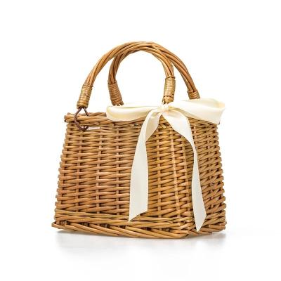 China China Amazon Hot Sale Outdoor Natural Wicker Rattan Woven Sack Straw Bags Top Handle Handbags Picnic Beach Bags for sale