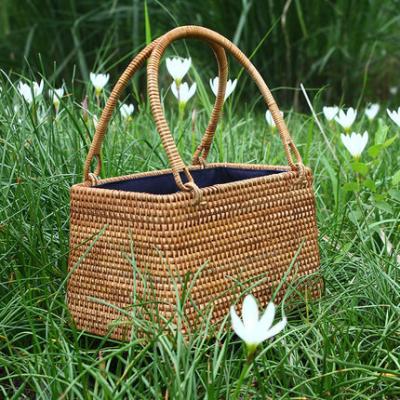 China China Amazon Hot Sale Outdoor Natural Hand - Woven Rattan Sack Picnic Basket for sale