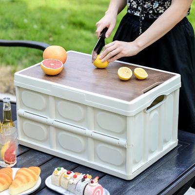 China Easy Carry Outdoor Plastic Camping Hiking Foldable Organizer Garden Table Picnic Storage Box for sale