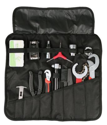 China Easy Carry Bike Repair Tool Kits, 16-in-1 Bicycle Saddle Bag with Repair Set, Outdoor Bike First Aid Kit for sale