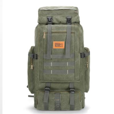 China 80L Waterproof Outdoor Vintage Waterproof Canvas Daypack Hiking Convertible Backpack Camping Shoulder Rucksack for sale