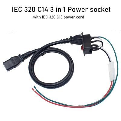 China 250V 10A 3 Pin Screw Holder Fuse Switch 3D Printer C14 Residential/General Purpose Power Socket With AGW 18 Wires for sale