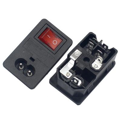 China Industrial IEC 320 C8 Cord Inlet Plug Receptacle Connector With On Off Rocker Switch And 250V Fuse for sale