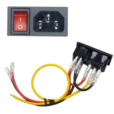 China IEC320 C14 Industrial Inlet Module W Connector Male Switch AC 10A 250V (Red) for sale