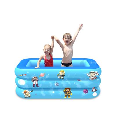 China Blue Inflatable Garden Two Rings PVC Family Pool Outdoor for sale