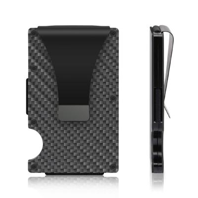 China Wholesale Minimalist Real Carbon Fiber Silver Ultra Thin Clip With Credit Card Holder for sale