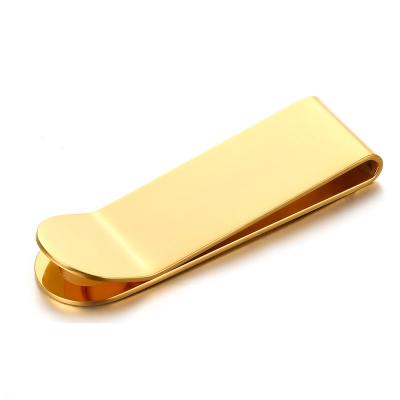 China Custom Brass Clasp Europe Silver Layered Pure 24k Gold Stainless Steel Money Clips Clips Credit Card Holder for sale