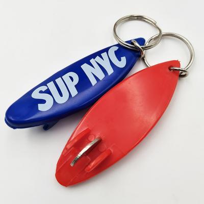 China Viable Wholesale Custom Logo Plastic Surfboard Bottle Opener Key Chain for sale