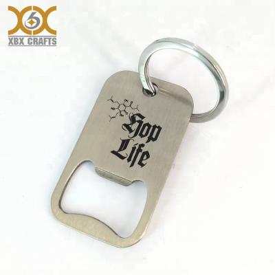 China Viable Bottle Opener Parts Wholesale Stainless Steel Bottle Openers Brushed Metal Finish Key Chain for sale