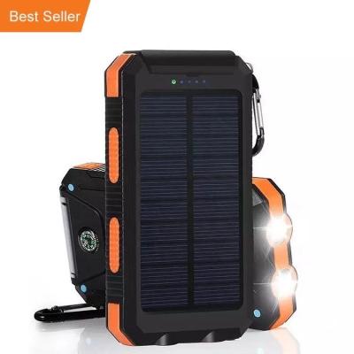 China Bestselling Li-polymer Battery Amazon Solar Charging Waterproof 5000mAh 8000mAh 10000mAh 15000mAh 20000mAh 30000mAh Powerbank With Led Torch for sale