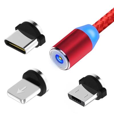 China Mobile Phone Types 3 in 1 Magnetic Micro USB 2.4A Fast Charging Cable Nylon Braided Logo Customized Type-C 100cm 3in1 usb c cable for iphone 8 X XR for sale