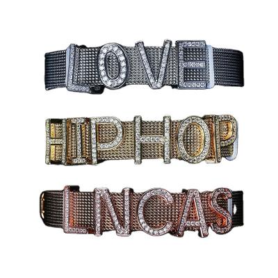 China Trendy HipHop DIY Stainless Steel Bracelet Alphanumeric European And Popular American Stats Couple Personalized Bracelet for sale