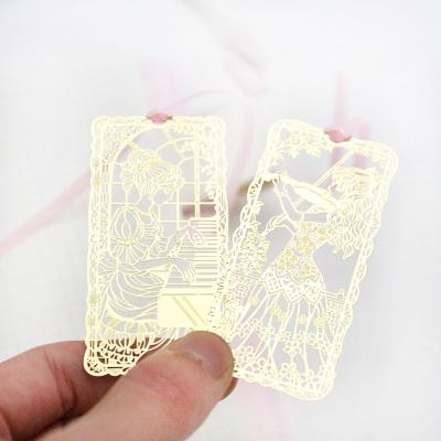 China China Metal Bookmarks With Chain Hollow Bookmark For Book CNC Cutting Anime Bookmark With Custom Logo for sale