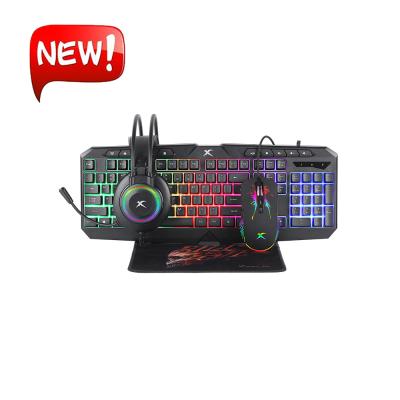 China Four in one suit accept OEM gaming keyboard mechanical backlit four in one combo gaming keyboard for wholesales for sale