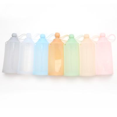 China Washable Private Label Foldable Product Motivational Reusable Water Bottles BPA Free Silicone Water Container for sale