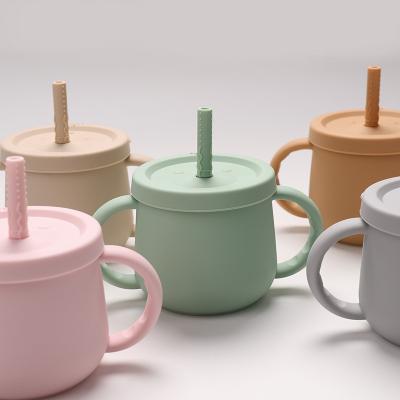 China Modern High Quality Animal Shape Silicone Cup Baby Training Drinking Bpa Free Silicon Straw Cup with Lid for sale