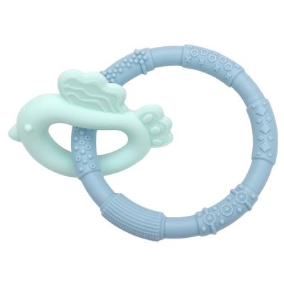 China Soft Toy Wholesale Silicone Infant Teething Toys Custom Rainbow Chew Ring Bracelet Silicone Baby Teether for sale