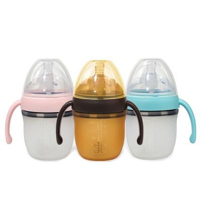 China BPA Free 2021 New Silicon Baby Bottle BPA Free Food Grade Silicone Child Milk Feeding Bottle For Newborn Child Bottle Set for sale