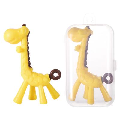 China 100%food grade silicone safety cute funny wholesale teethers bpa free rattle silicone toys natural giraffe baby teether for sale