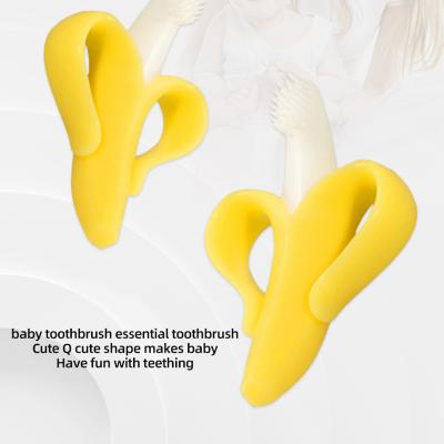 China Toy Wholesale Banana Toothbrush Soft Deciduous Baby Teeth Teeth Anti-Eat Hand Silicone Beads Teeth for sale