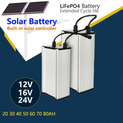 China 12V 16V 24V 20ah~100Ah Solar Battery Integrated Charging Solar Controller Solar Powered Solar Street Light Battery Street Light Energy Storage Large Capacity for sale