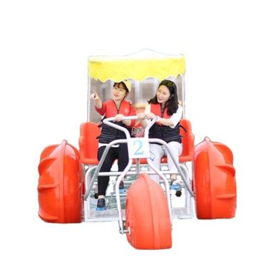 China Water park factory direct sale cheap plastic LDPE material aluminum alloy frame 3 pontoon wheels water pedal tricycle bike for sea for sale