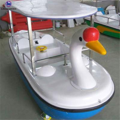 China Water Park Water Park Amusement Kids Games Beautiful Swan FRP Electric Pedal Boat For Sale for sale