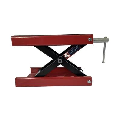 China Carbon Steel Q235 500kg 1100lbs Motorcycle Scissor Jack Capacity Wide Deck Motorcycle Center Scissor Jack Stand for sale