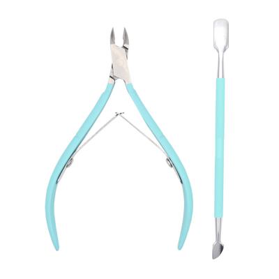 China FOCSTAR Professional Stainless Steel Nail Cuticle Nipper and Pusher Set for sale