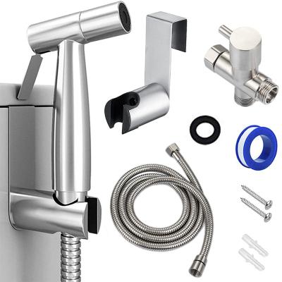 China Modern Handheld Toilet Bidet Sprayer Set Kit Stainless Steel Hand Bidet Faucet For Bathroom Hand Sprayer Shower Head Self Cleaning for sale