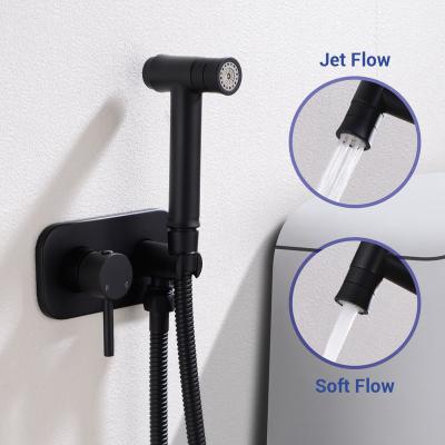 China 2 Function Toilet Brass Bidet Spray Hand Held Bidets Diaper Set Bathroom Hot Cold Black Shower Set Sprayer Jet Shower Kit Portable Shattaf for sale