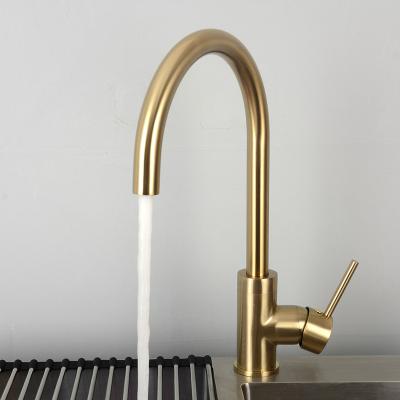 China Other Kitchen Water Faucet Brushed Gold Handle Classic Black Single Rotation Sink Water Mixer for sale